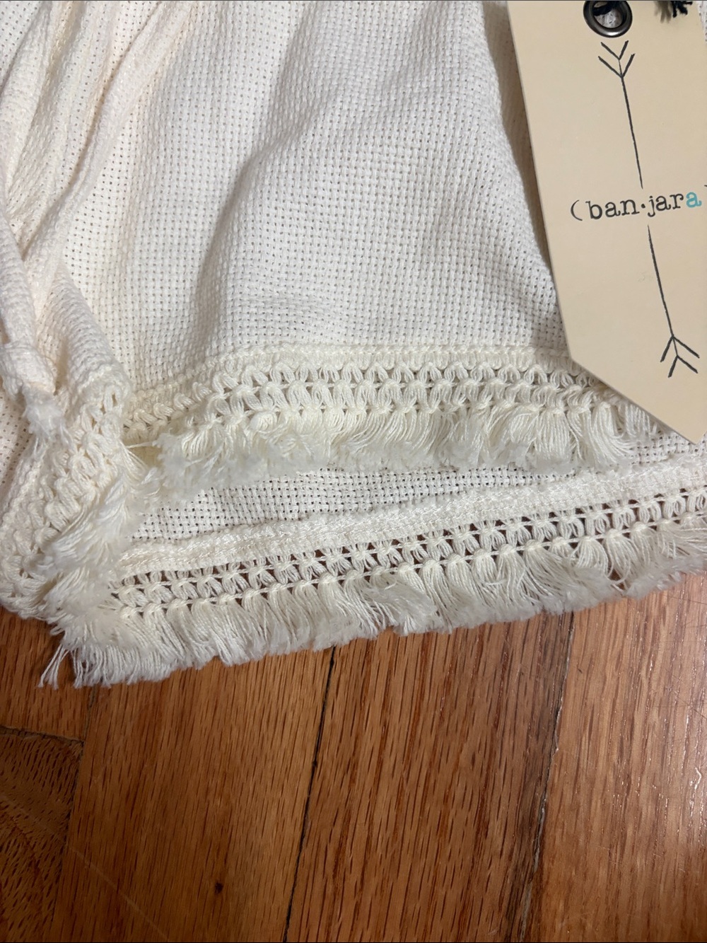 Boho Crochet-Trim Athletic Shorts - Cream - Picture 4 of 7